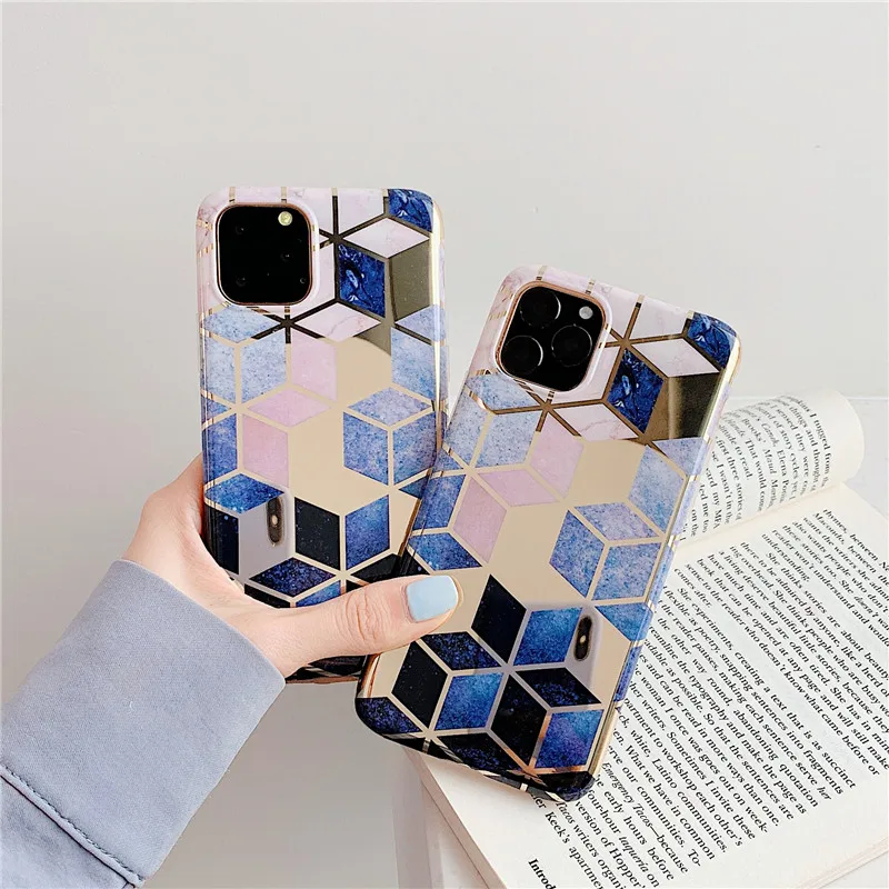 Чехол в стиле ретро с геометрическим мрамором для iphone XR X XS 11 Pro Max 6 S 7 8 Plus мягкая