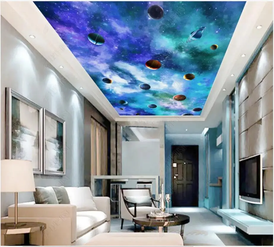 Фотообои на заказ 3d потолочные фрески обои интергалактическое Галактическое