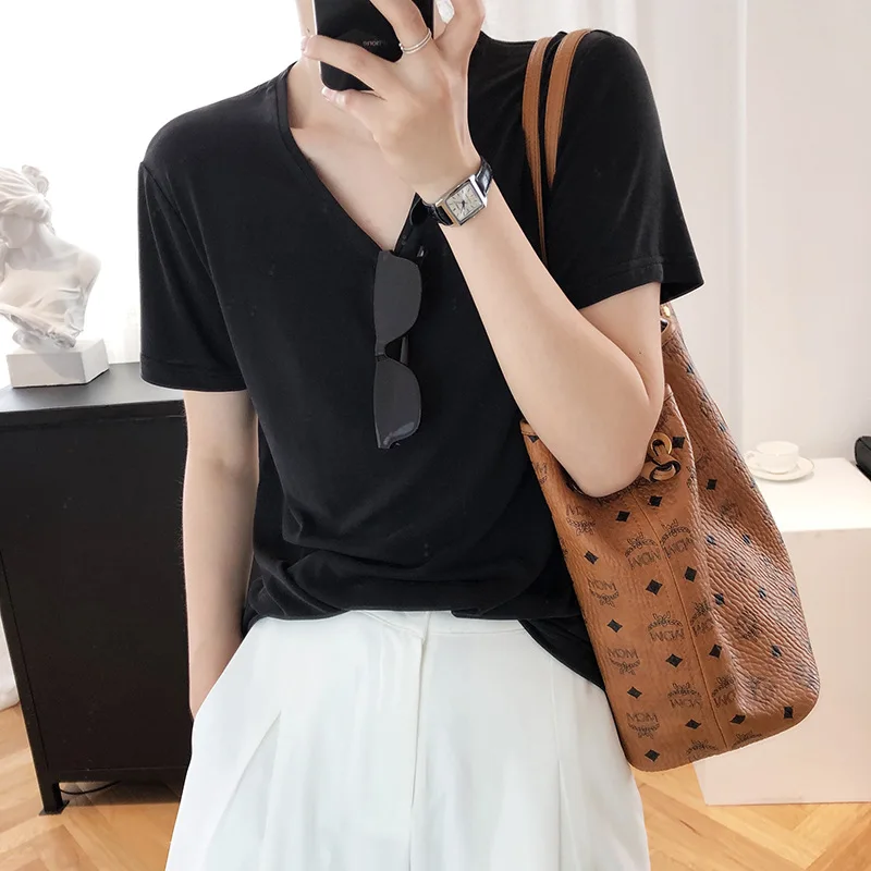 

2021 new short-sleeved t-shirt women loose and simple women's summer mask compassionate shirt bottoming shirt