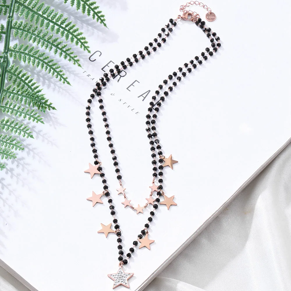 Блестящее хрустальное ожерелье с кисточкой и звездой Серебряное ювелирное