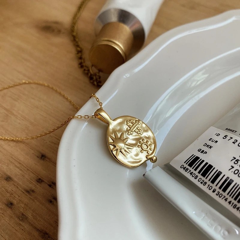 Женское Ожерелье с кулоном Sun Planet из стерлингового серебра 925 пробы необычные