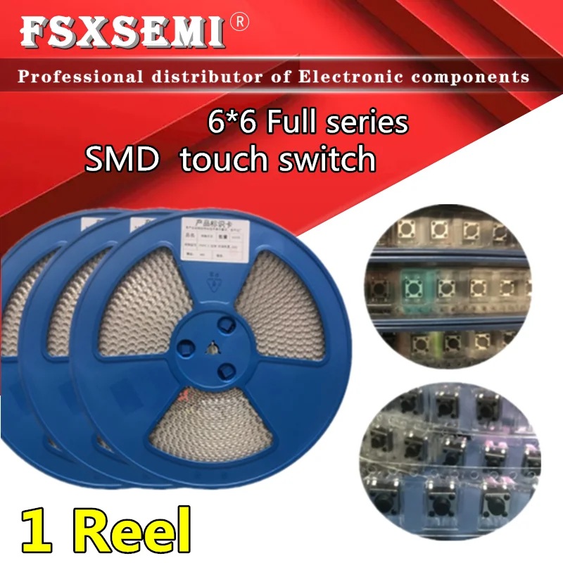 

1 Reel 6x6 SOP-4 touch switch Push button micro switch SMd 4pin 6X6x4.3/4.5/5~15H 6*6*4.3/5/6/7/8/10/11/4/15