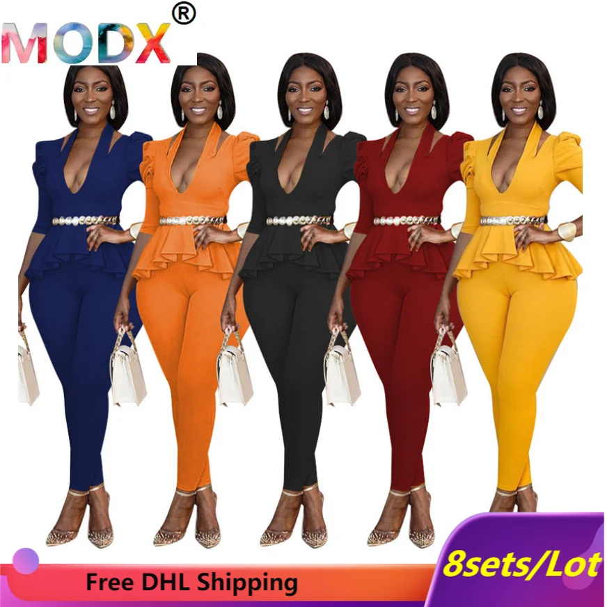 

Women 2 Piece Sets Tracksuit Vintage Clothes Long Sleeve Outfits Shrug Shoulder Hoodies Leggings Solid Fall Business Wear 6487