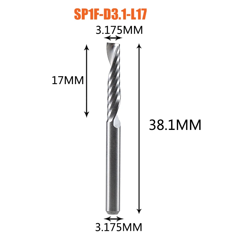 

Dreanique 1 шт. AAAAA однофлейтовая спиральная концевая фреза, рекламная 3D гравировальная фреза для акриловой деревообработки, алюминия