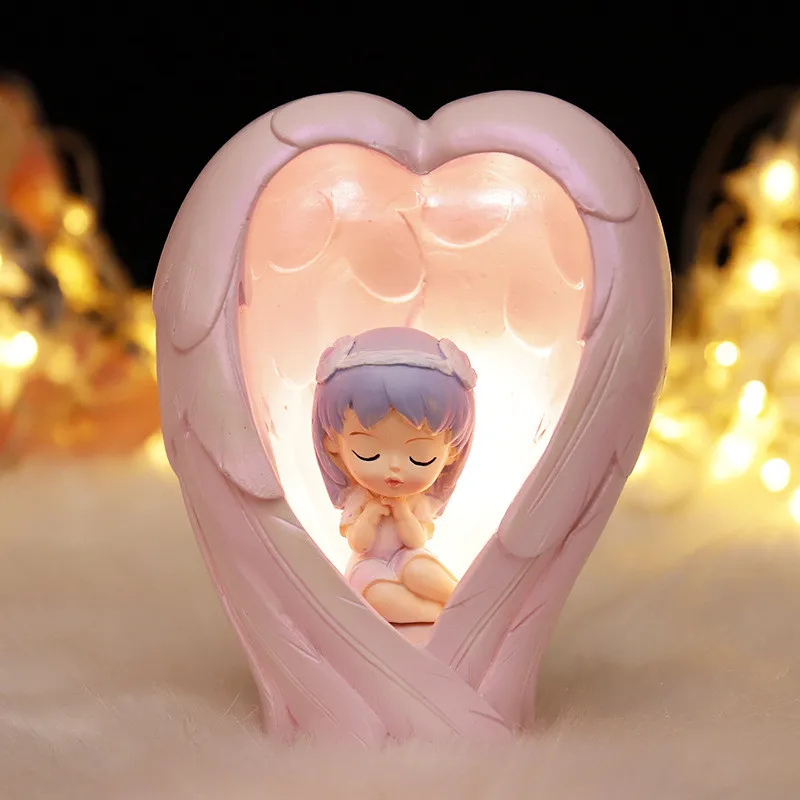 

Guardian Angel Night Light Girl's Gifts Table Lamp Living Room Bedroom Wine Cabinet Office Tabletop Decoration Lamp for Bedroom
