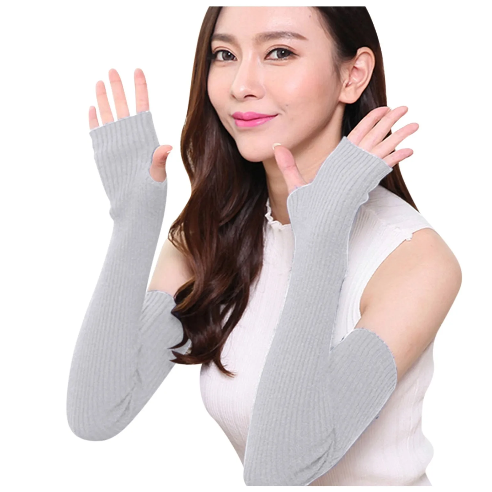 

JAYCOSIN Cashmere Blend Arm Warmer Fingerless Gloves For Women Knited Long Sleeve Mitten Gloves Wrist Warmer With Thumb Hole