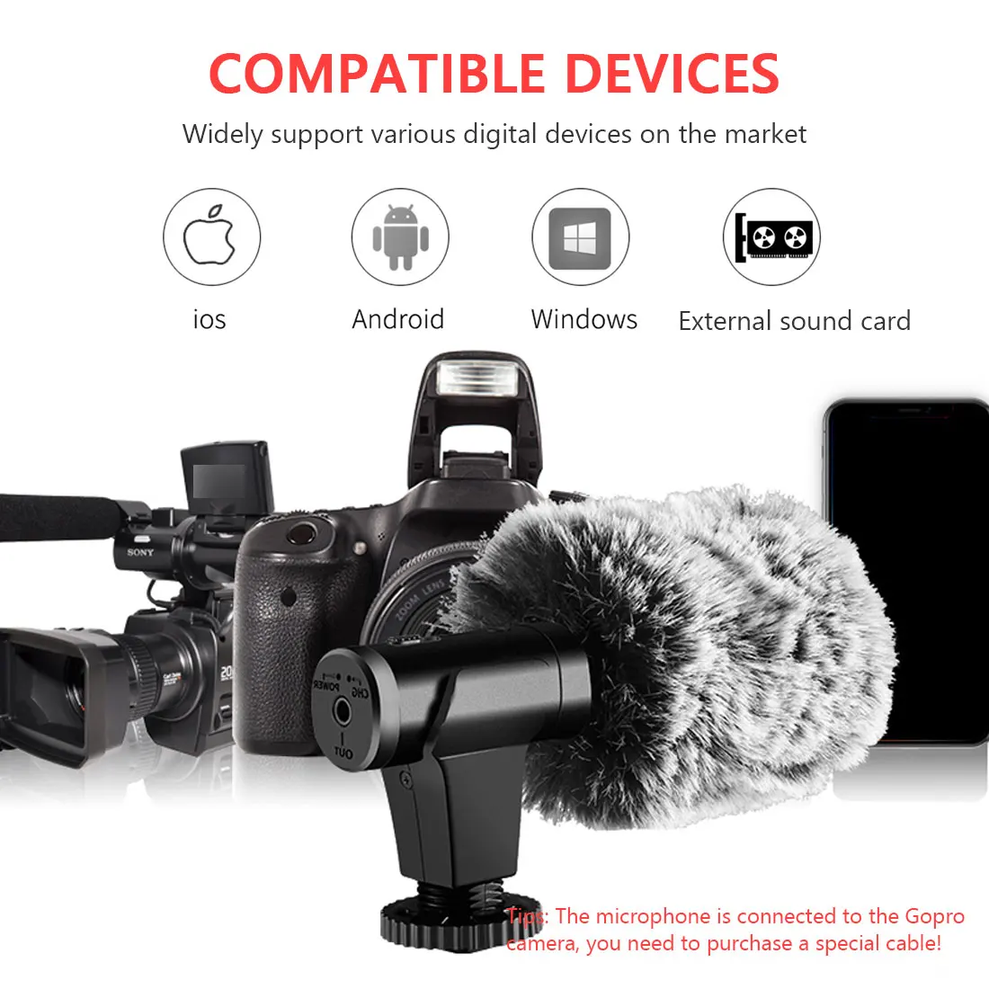 Stereo Camcorder Microphone DSLR Camera Microfone Digital Video Recording 3.5mm Audio Plug Professional | Электроника