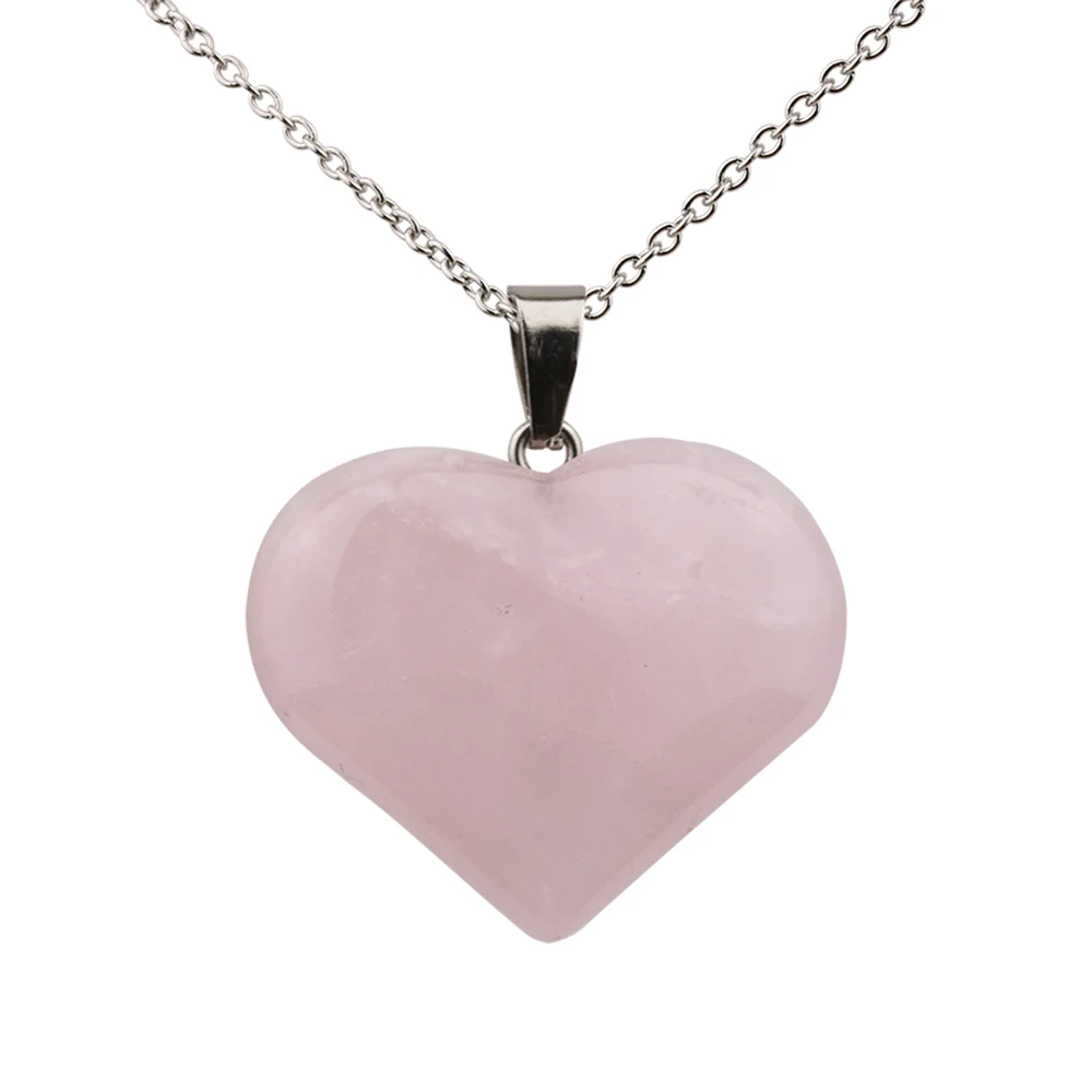 

Модное ожерелье с подвеской в виде сердца из натурального розового кварца с кристаллами для женщин, ювелирные изделия