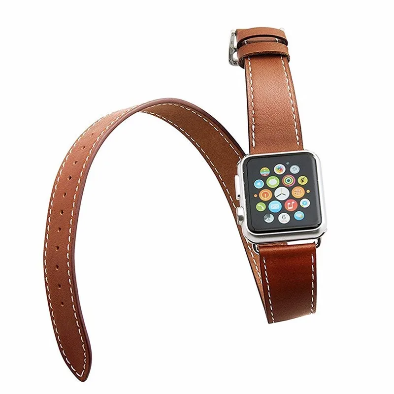 Двойной ремешок для Apple watch band 44 мм/40 мм 42 мм/38 браслет из натуральной кожи наручных