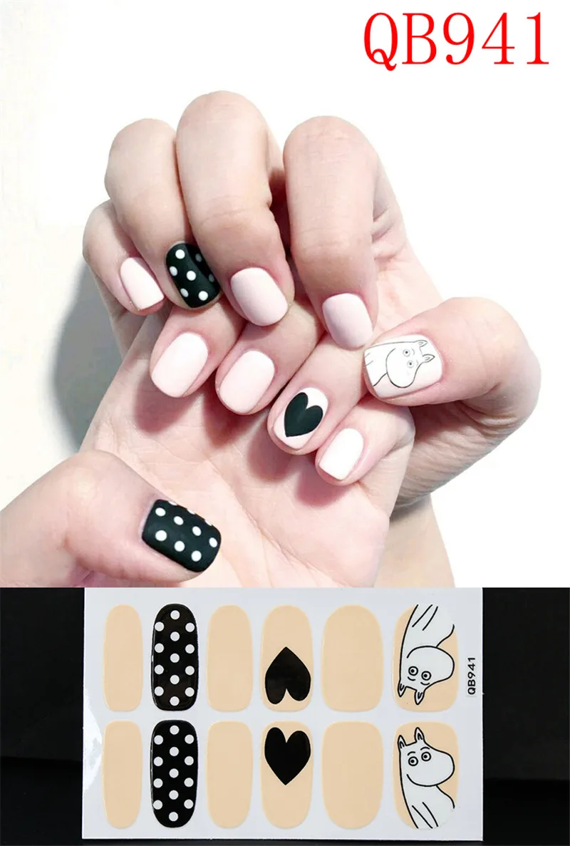 QB941 Lamemoria 22 советы, стикеры 3D на ногти Nail Art, красное сердце, дизайн, французский экологический клей, наклейки, наклейки для женщин, маникюр - Цвет: QB941