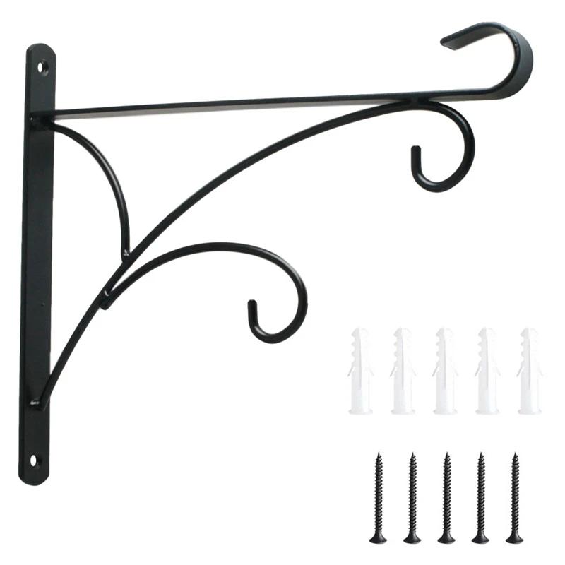 

11.8 Inch Heavy-Duty Outdoor Hand-Forged Plant Hook Bracket Durable and Stable Bird Feeder Bracket Hanging Plant Bracket