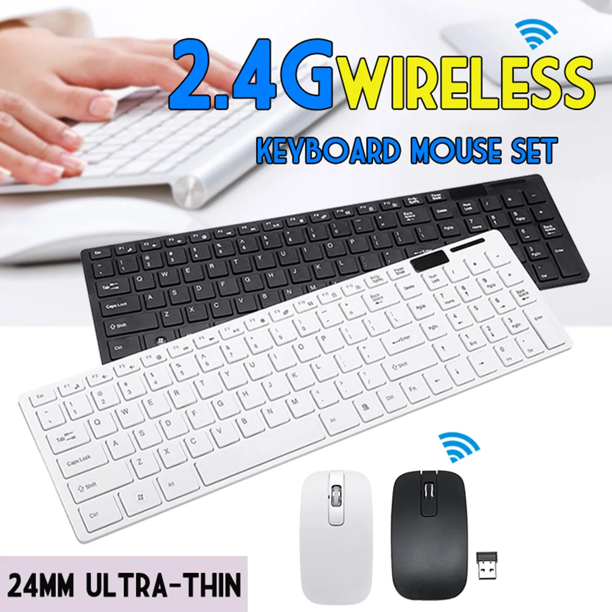 

2.4G Wireless Silent Keyboard and Mouse Mini Keyboard Mouse Combo Set For Notebook Laptop Desktop PC
