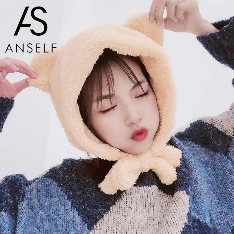 Милая шапка с ушками 2020 плюшевые шапки ушами зимние для женщин теплая флисовая