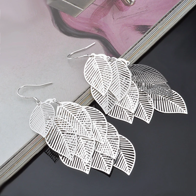 Филигранные выдалбливают листья кластер модная люстра Висячие серьги модный