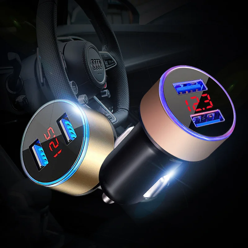 

USB Quick Charge Car Charger Voltage Display Splitter Cigarette Lighter Socket QC 3.0 Charger in Dual Car Adapter Accessories