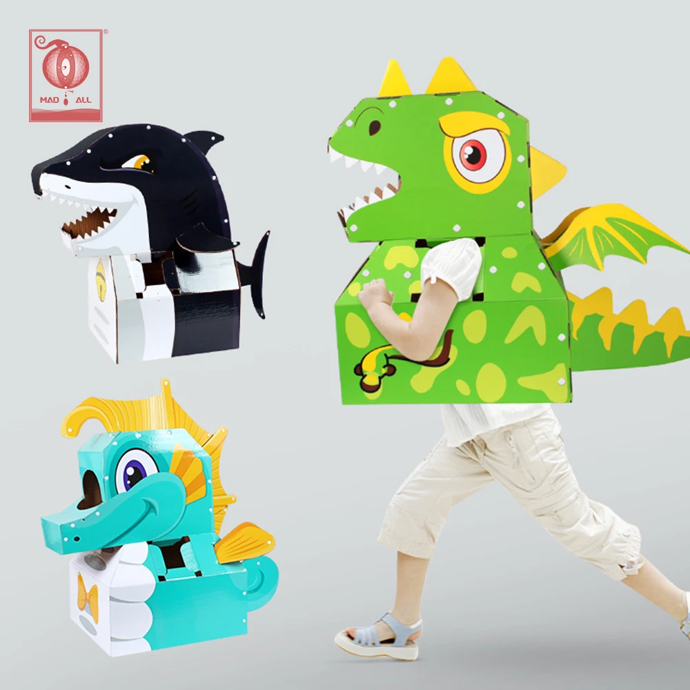 

Новое поступление, 3D Бумажная коробка ручной работы для творчества, одежда, милый динозавр, Акула, дельфины, игрушка, реквизит для детских представлений, картонная игрушка для творчества