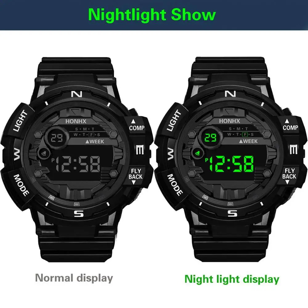 Цифровые часы 2019 Роскошные Спортивные Мужские Аналоговые Военные Силиконовые
