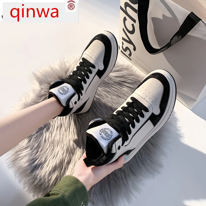 

Sneakers Women Short Plush High2022 Top Autumn Winter Casual Shoes Woman Platform PU Leather Soft Women Sport Shoes Warm Fur