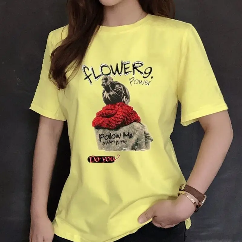 

Short sleeve T-shirt women's 2021 summer wear new loose and thin print top fashion versatile black T-shirt