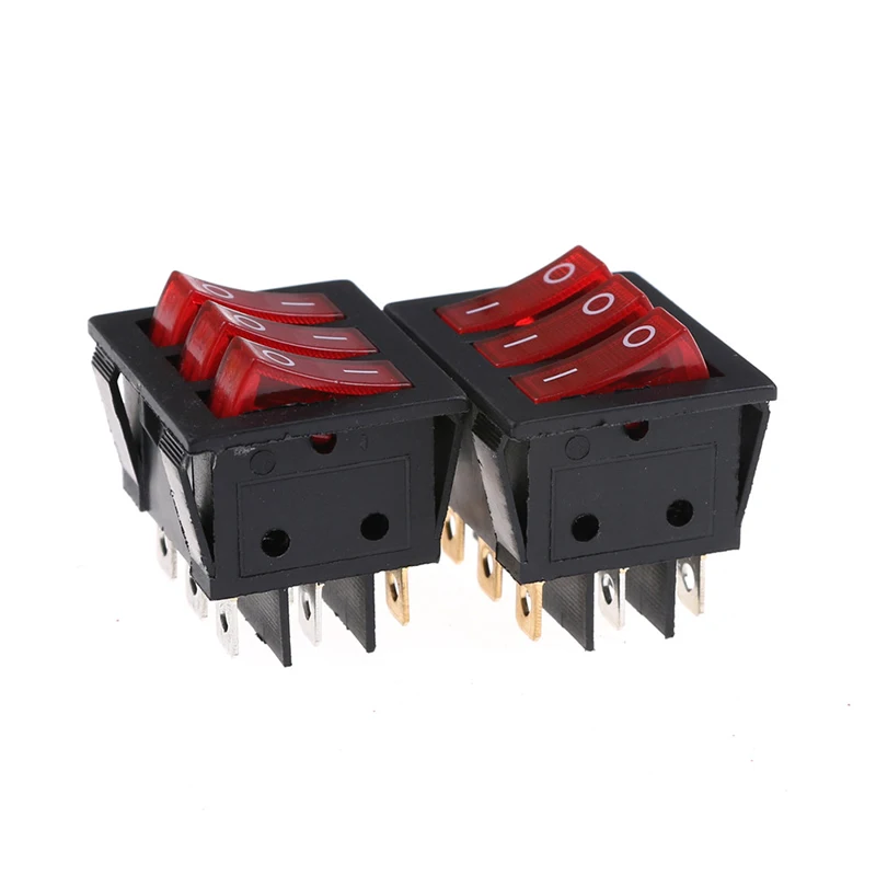 

2PCS/lot 15A/250V KCD4 Triple 9-pin Rocker Switch
