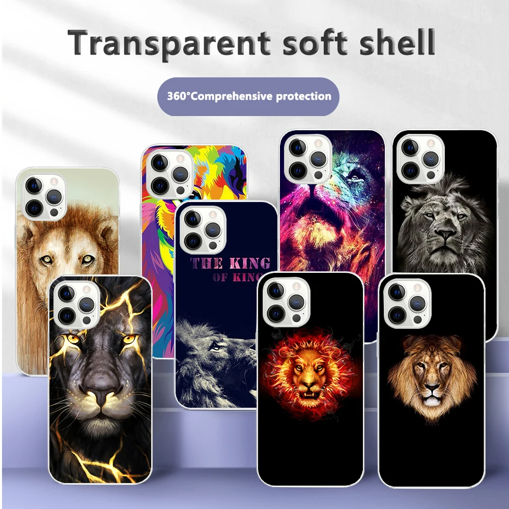 

For iPhone 13 11 12 Pro SE 2 Case Animals The Lion Silicone Full Protect Soft Cover For iPhone X XR XS Max 7 8 6 6s 13 Pro Case