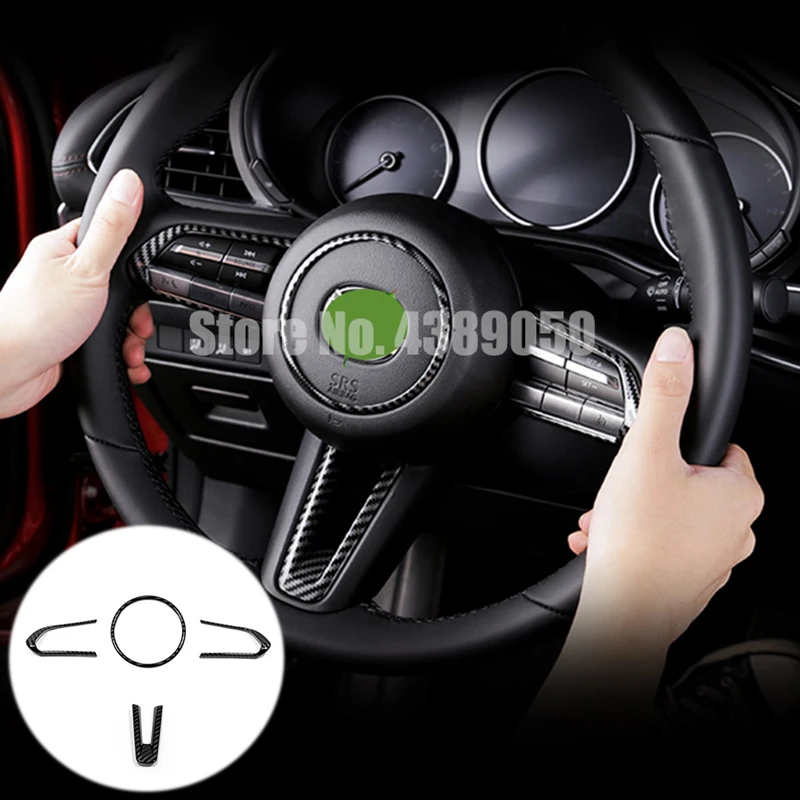 

For Mazda cx-30 2019 2020 ABS Carbon fibre Car Steering wheel Button frame decoration Cover Trim Car styling accessories