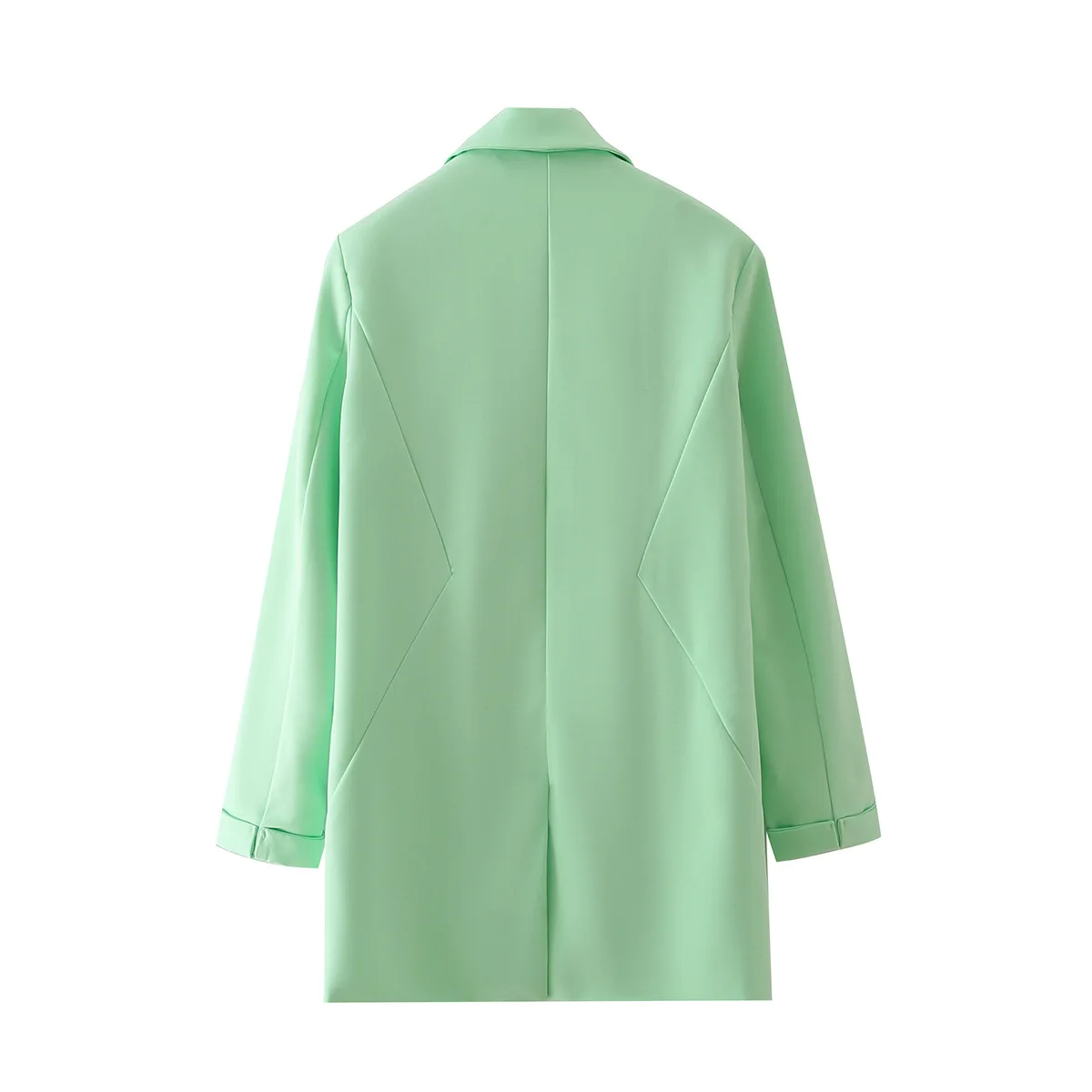 2021 Autumn Women Fashion Solid Color Roll Sleeve Single Breasted Blazers Coat Long Sleeve Pockets Female Outerwear Chic Tops