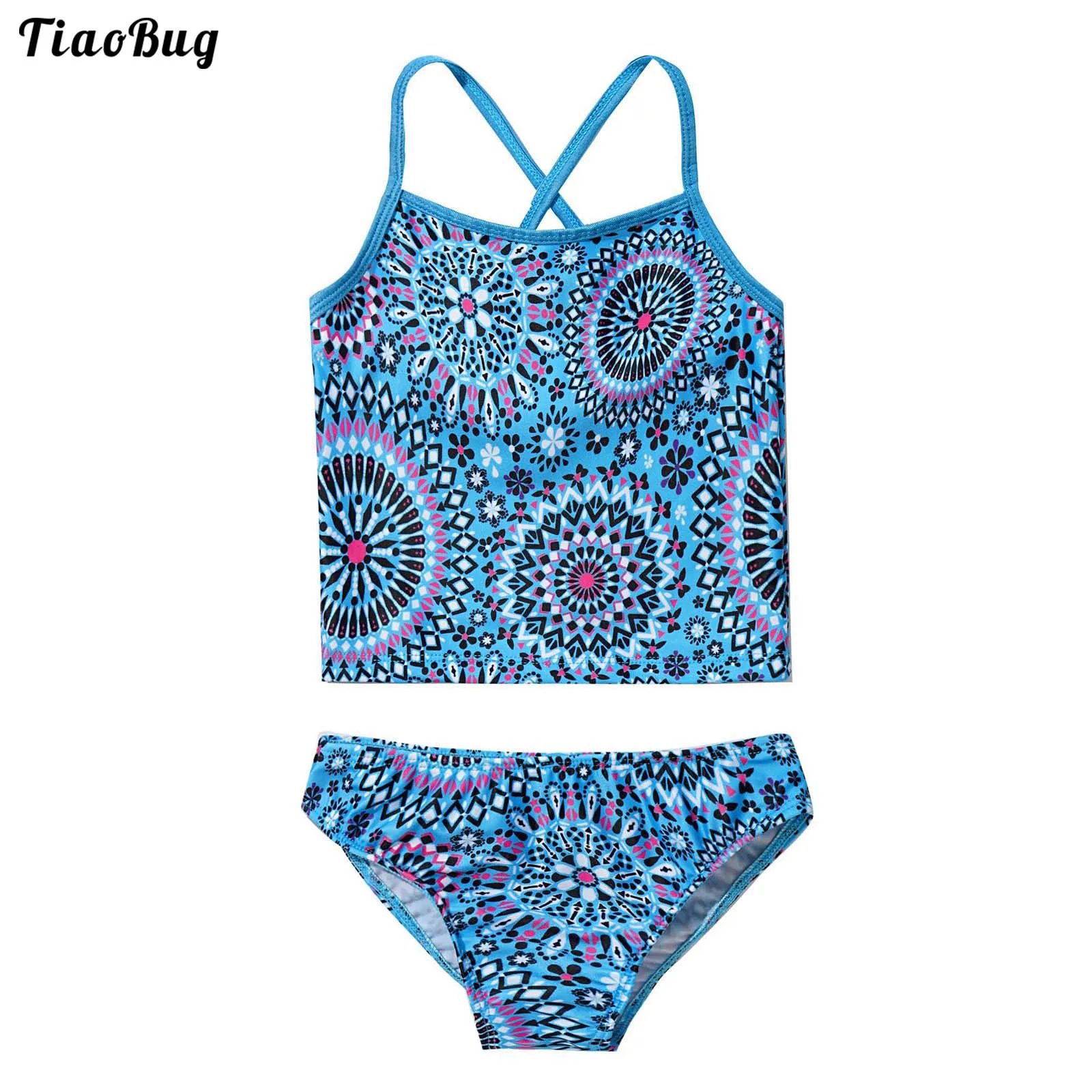 

TiaoBug Модный летний детский комплект из 2 предметов набор бикини для девочек Купальники с цветочным принтом топ и шорты для купания Пляжная, к...