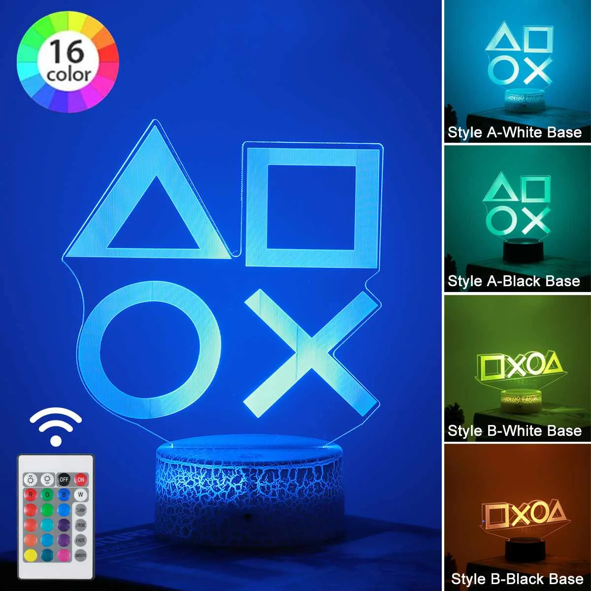 

Светодиодный ночник с дистанционным управлением, сенсорный светильник с аккумулятором переменного/постоянного тока, умный ночник с 3D рису...