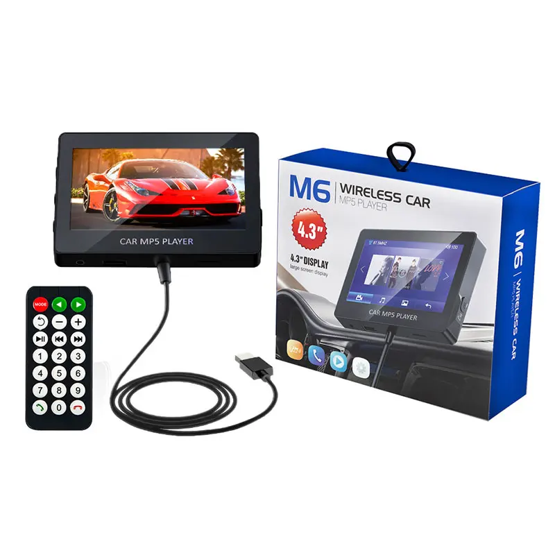 

2021 New Upgrade 4.3 inch Car FM Transmitter Stereo Bluetooth MP5 Video Audio Player support AUX U Disk TF With Remote Control