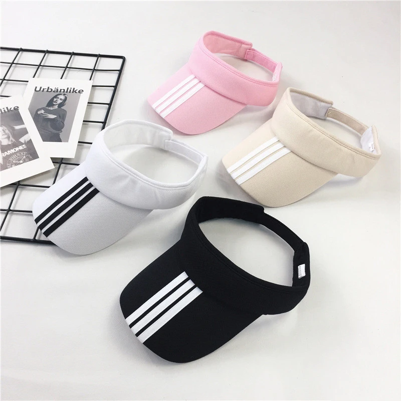 

2021 Summer Cotton Sports Visors Striped Fashion Women Men Sun Visor Beanie Hats Adjustable Snapback Caps Unisex New Dropshiping
