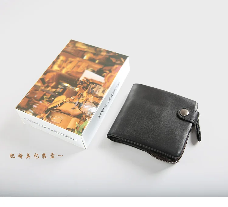 

Mini Men Wallet Genuine Leather Retro Business Thin Short Casual Multifunction Card Package Portefeuille Homme Purse New DA50QB