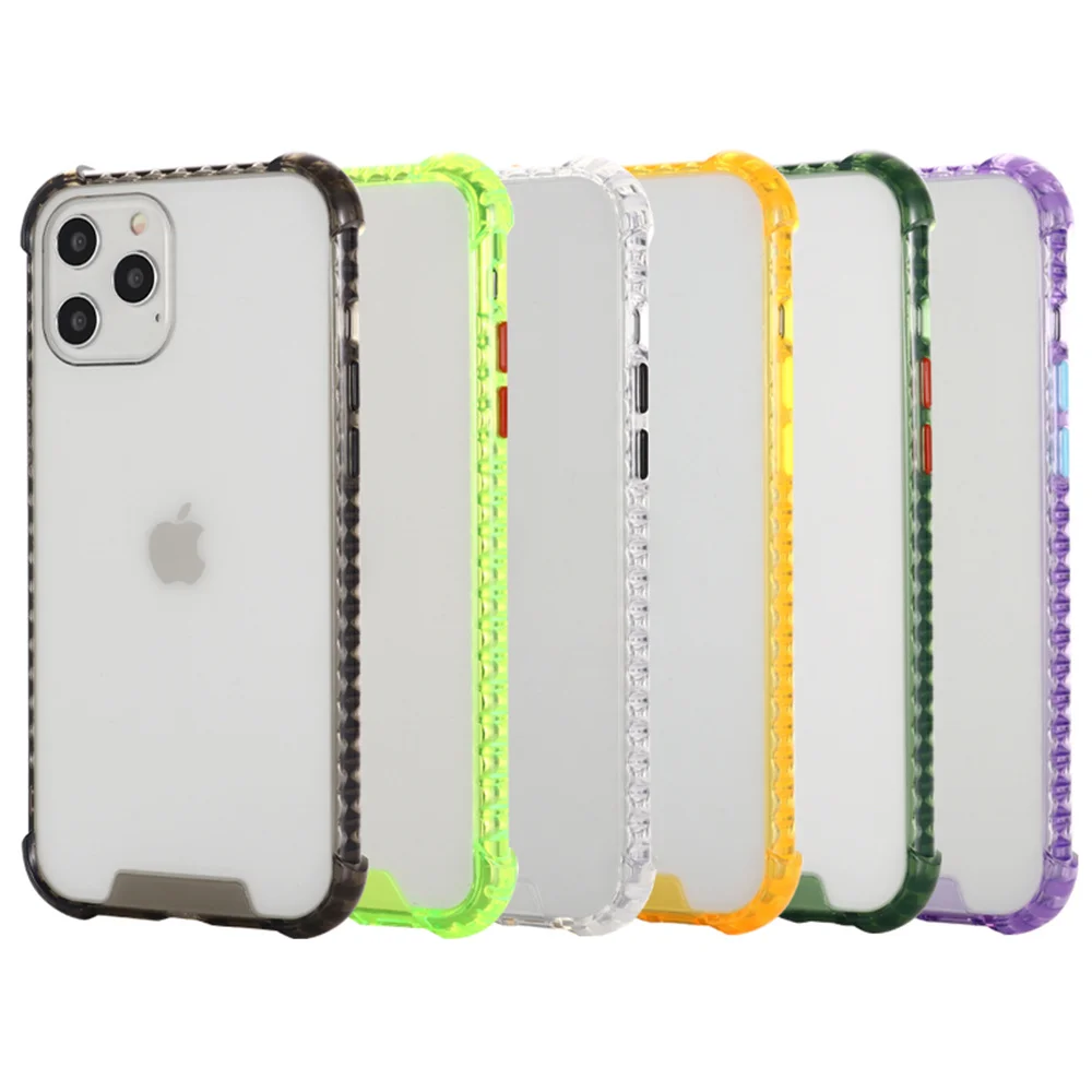 

Transparent Color Border Silicone Phone Case For iPhone 11 Pro Max 12 Pro Max MINI 8 7 Plus Xr XsMax X Xs Space Anti Falling