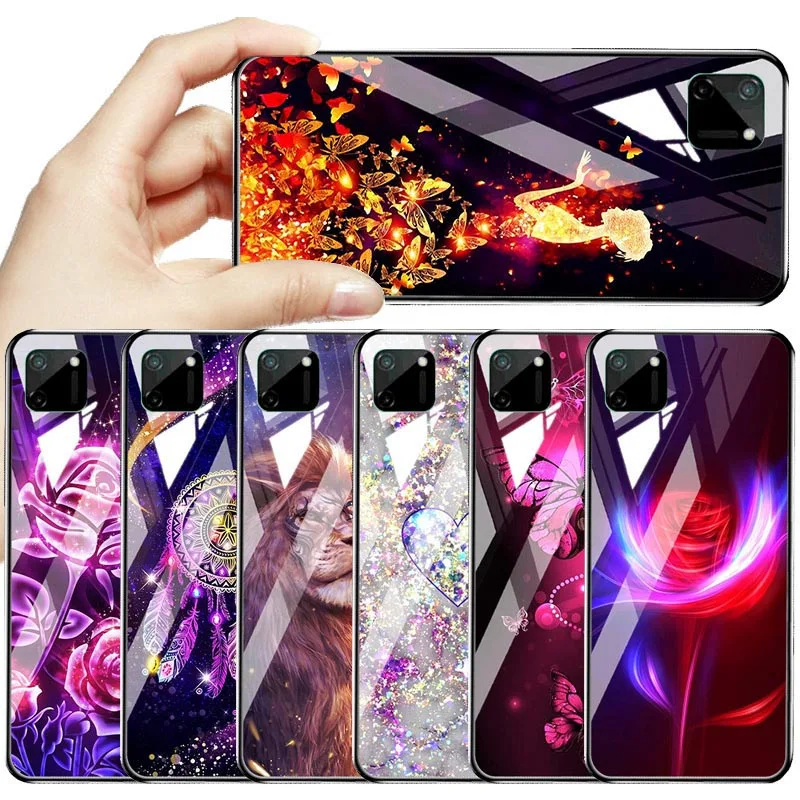 

Soft Painted For Oppo Realme C11 Cases C3 6 X50 Pro 6i XT Tempered Glass Cover For Oppo A91 F15 A9 2020 Cover Hard PC Bumper