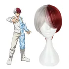 Мой герой академический косплей парик шото Тодороки Boku no Hiro Akademia Shouto белый и красный головы короткий парик костюм