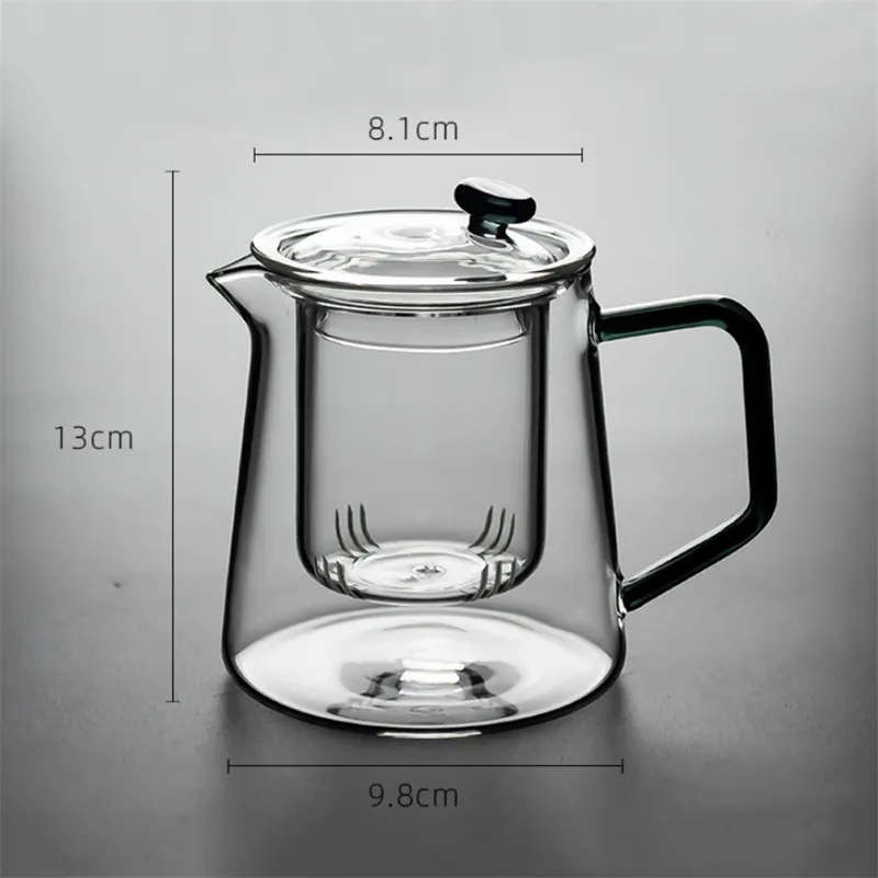 

Heat Resistant Glass Teapot with Infuser Filter Black Tea Pot Transparent Coffee Pot High Quality Office Handle Kettle Drinkware