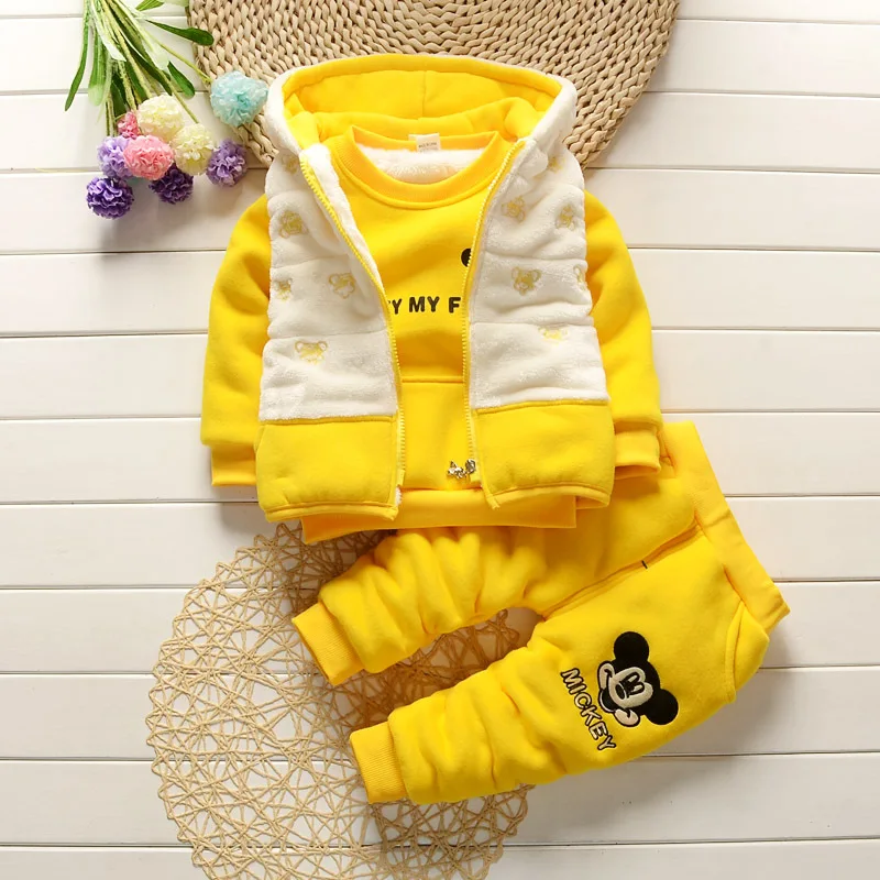 Одежда с Минни для маленьких девочек Теплые Зимние Детские костюмы повседневные