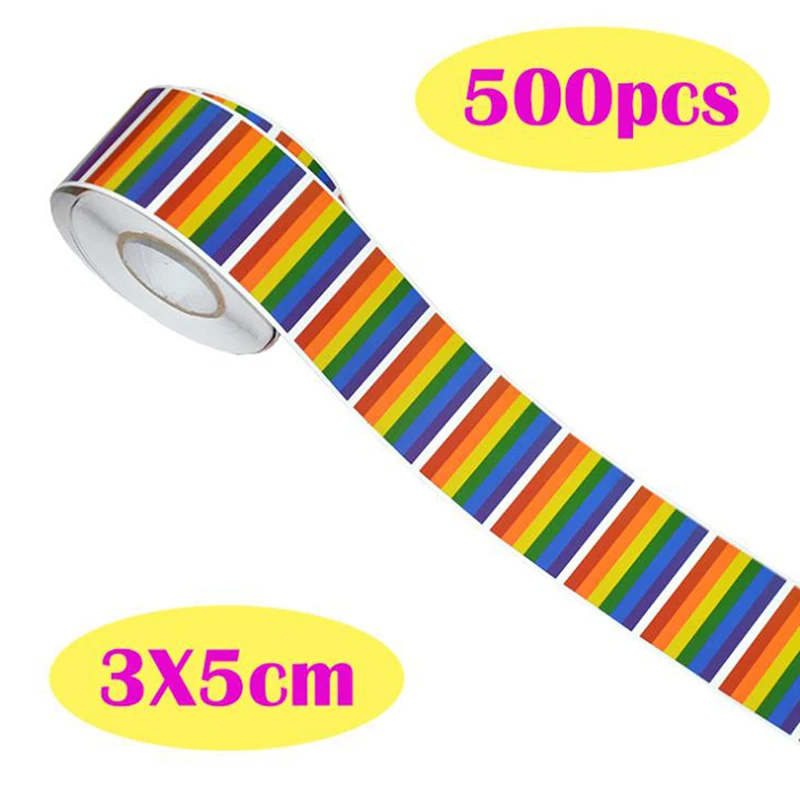 

500 Pieces Gay Pride Rainbow Stickers On A Roll Pride Rainbow Flag Labels