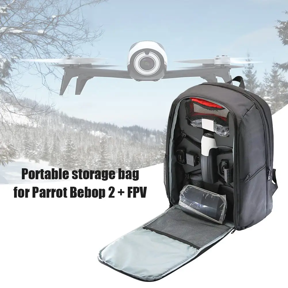 

Black Nylon + Foam Waterproof Drone Storage Backpack Handbag Set Adjustable Shoulder Strap Suitable For Parrot Bebop 2 Power FPV