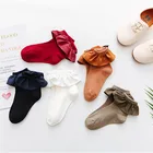 Милые кружевные носки для девочек на весну и осень, удобные хлопковые детские носки до щиколотки для девочек, носки с оборками, детские носки для пола, Размеры 1, 2, 3, 4