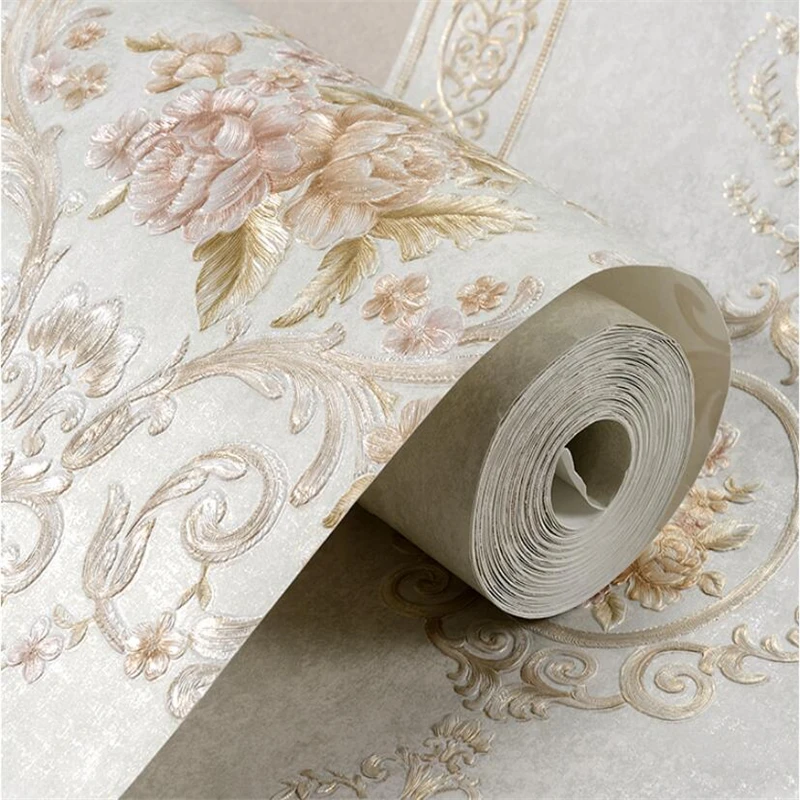 

beibehang European pastoral non-woven wallpaper American country Embossed flowers living room bedroom TV background wall paper