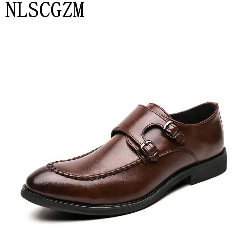 

Double Monk Strap Mens Dress Shoes Loafers Elegant Shoes for Men 2023 Leather Shoes Men Formal Chaussures Pour Homme جزمه رجالي
