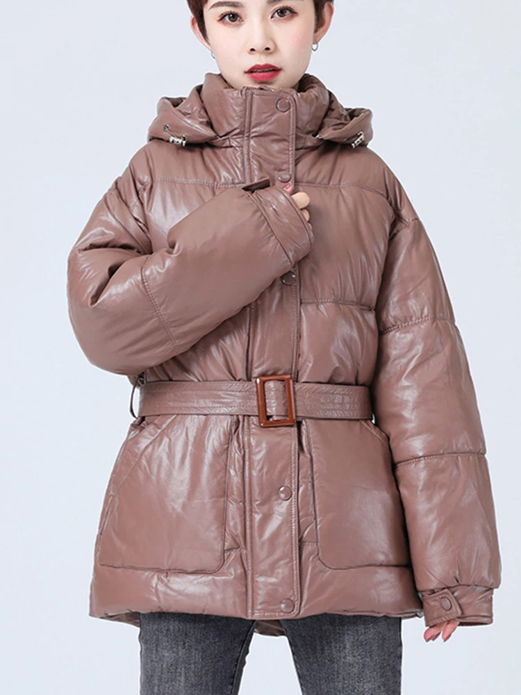 

TIGENA Thick Warm Women Winter Jacket 2021 Korean Fashion Belt Tunic Parkas Woman Hooded Cotton Padded Long Sleeve Coat Female