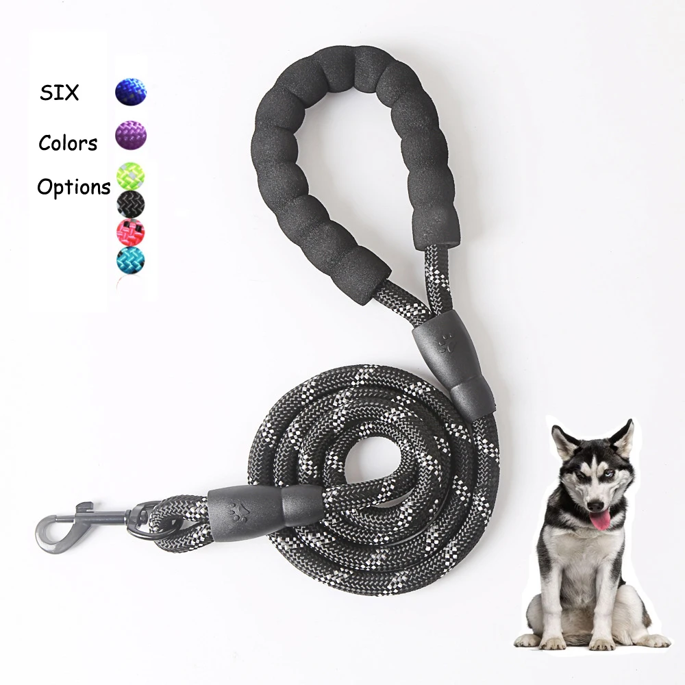 

Dog Leash Strengthen Traction Harness Round Nylon 1.5M Long with Comfortable Padded Handle Heavy Duty Training Durable Nylon Rop