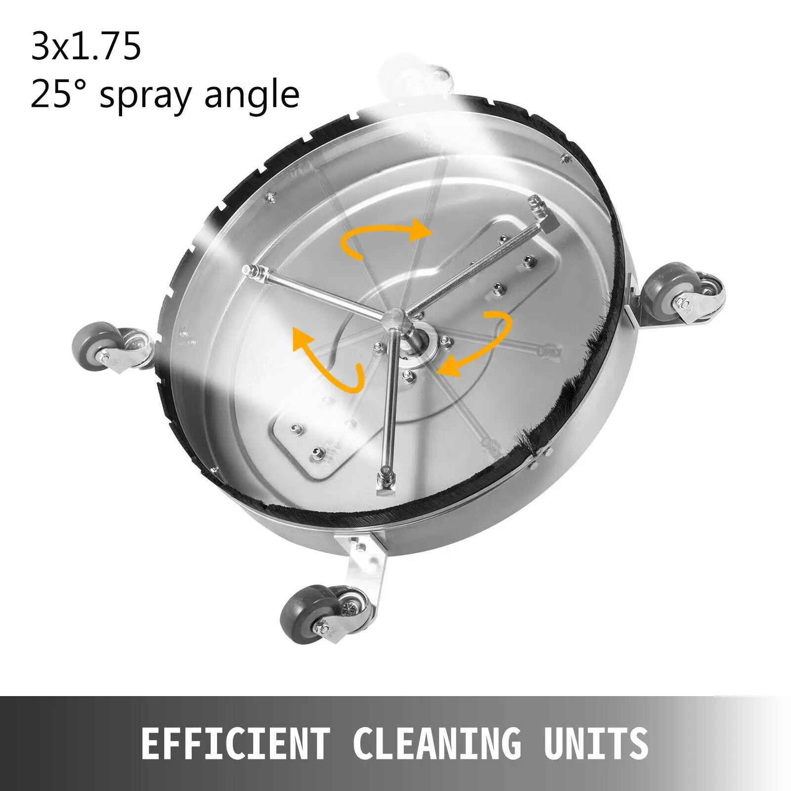 VEVOR-limpiador de superficie plana de 18-24 pulgadas, m&aacute;quina de limpieza de superficie plana giratoria con 3 boquillas de acero inoxidable, 4000PSI-3