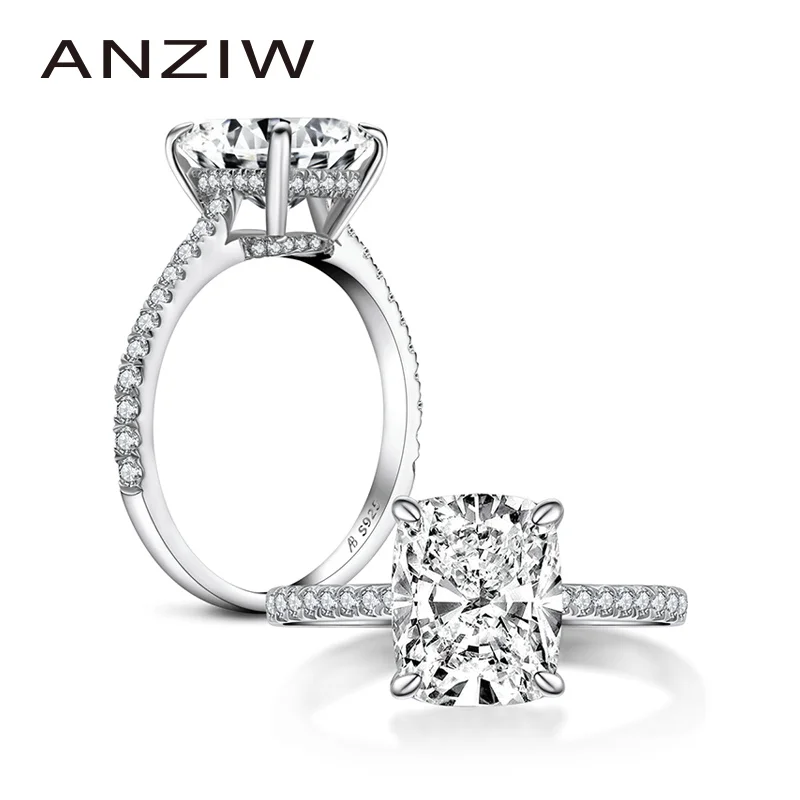 Женское Обручальное Кольцо большого размера 8x10 мм 925 пробы Серебряное кольцо Sona с