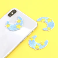 2pcs cartoon moon star patches self adhesive on clothes cell phone embroidered appliques for kids apparel sewing fabric badges