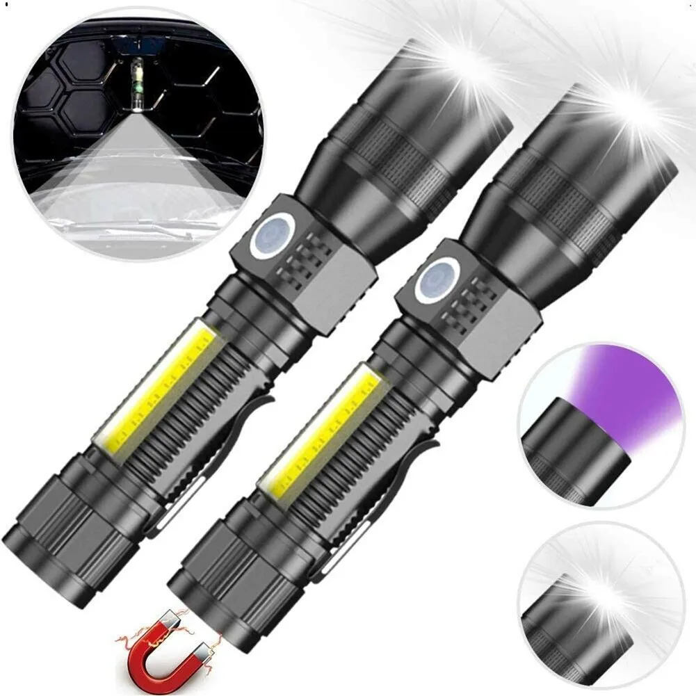 

3 In1 Flashlight 7 Modes LED Torch Aluminum Camping Hiking Rechargeable