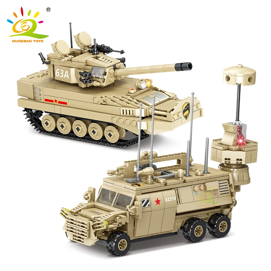 HUIQIBAO военный автомобиль строительные блоки модель самолета танк корабль