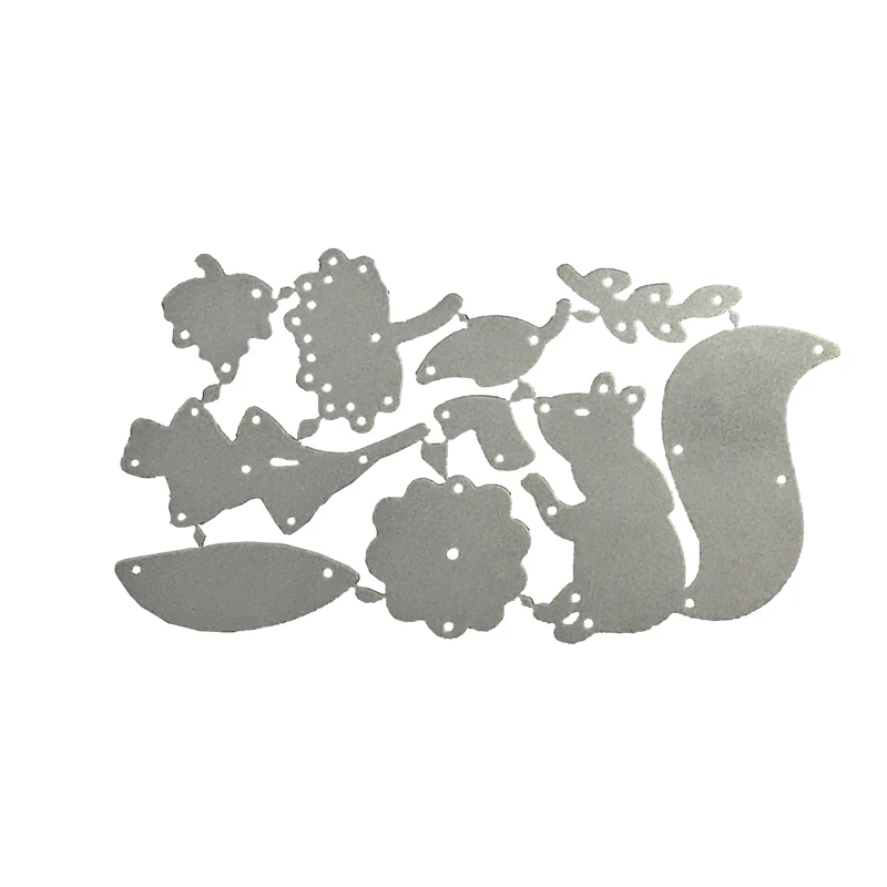 Осенняя белка цветок кленовый лист металлические Вырубные штампы Скрапбукинг
